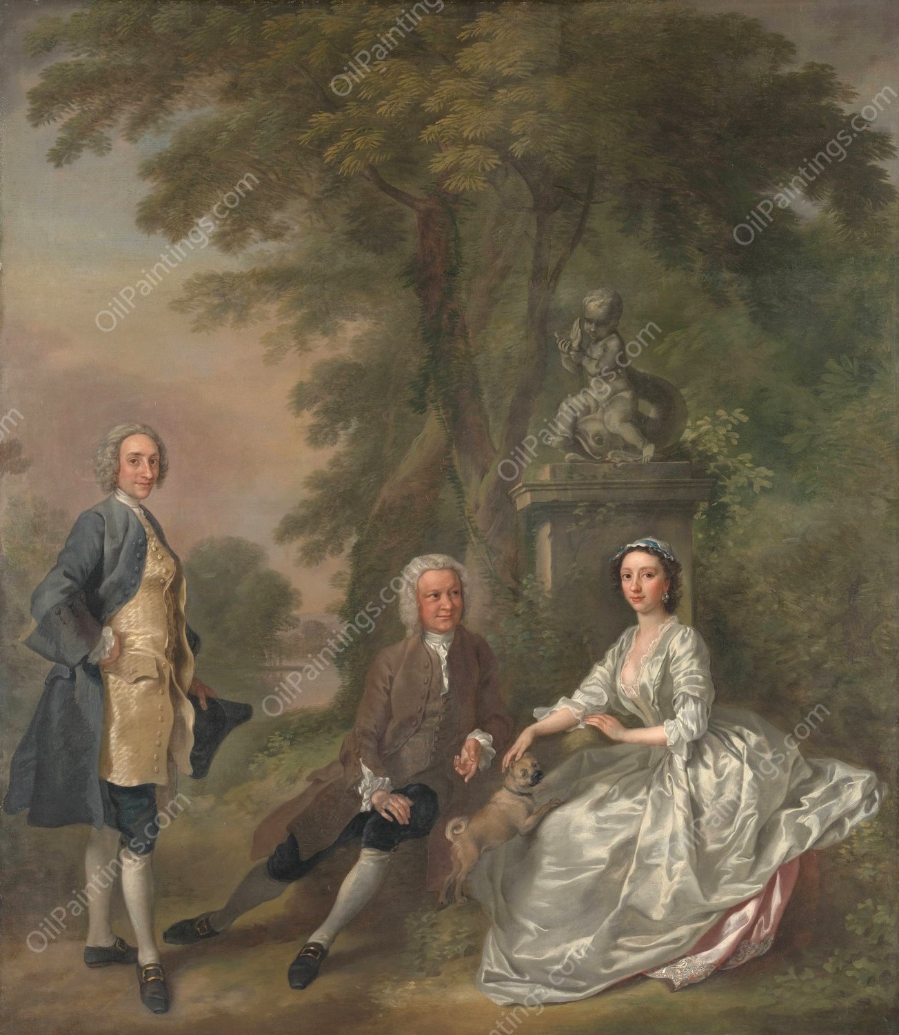 Jonathan Tyers, with His Daughter Elizabeth, and Her Husband John Wood  by Francis Hayman - Hand-Painted Oil Painting Reproduction