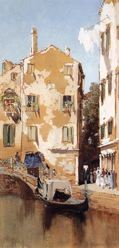Canal Scene, Venice by Francis Hopkinson Smith - Hand-Painted Oil Painting Reproduction