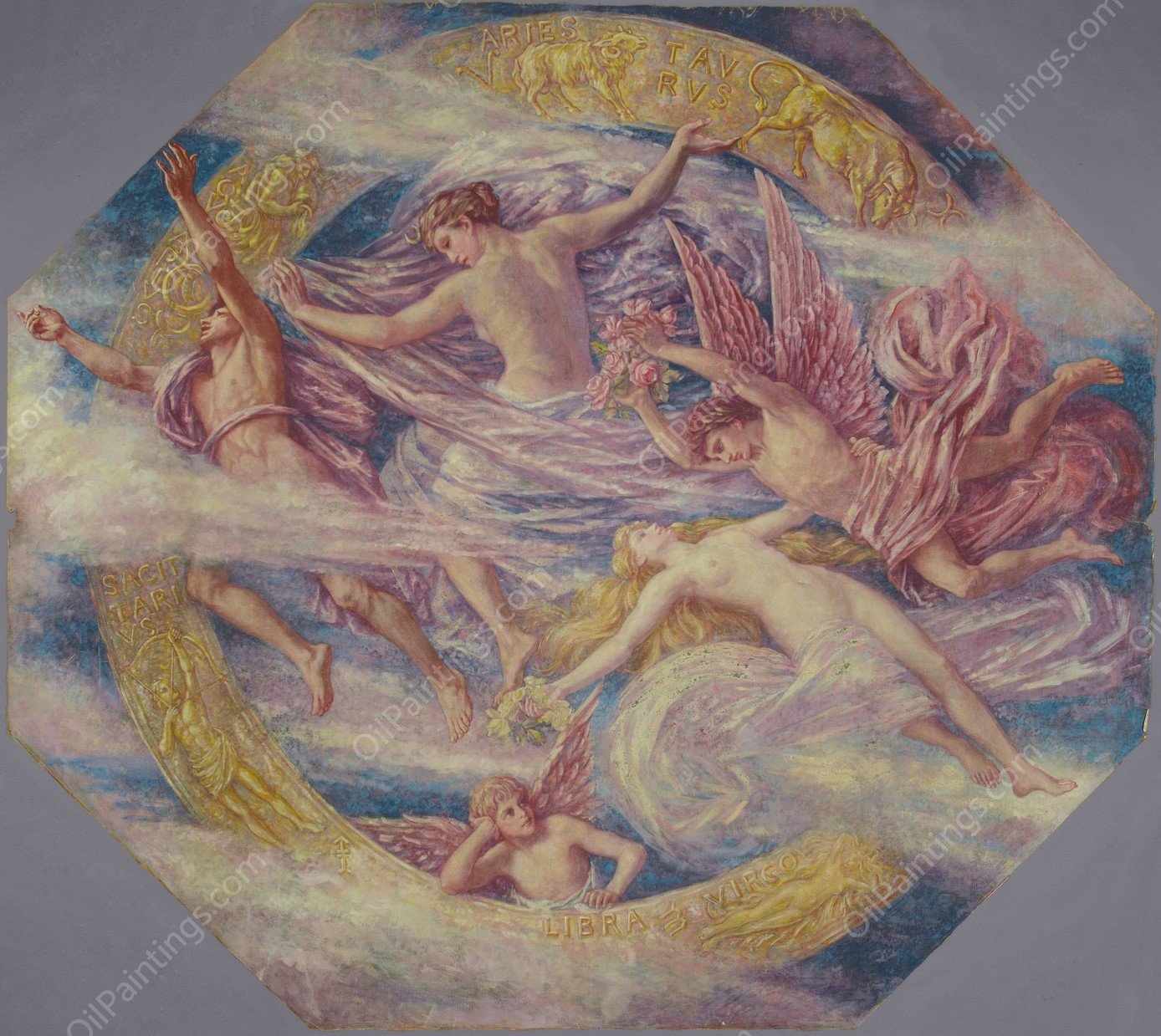 Diana and Her Attendants among the Constellations  by Francis Lathrop - Hand-Painted Oil Painting Reproduction