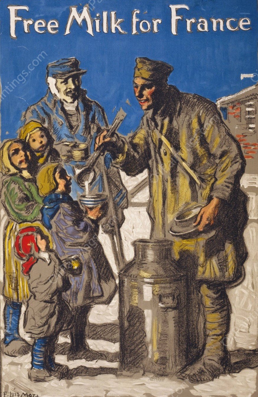 Free Milk for France  by Francis Luis Mora - Hand-Painted Oil Painting Reproduction