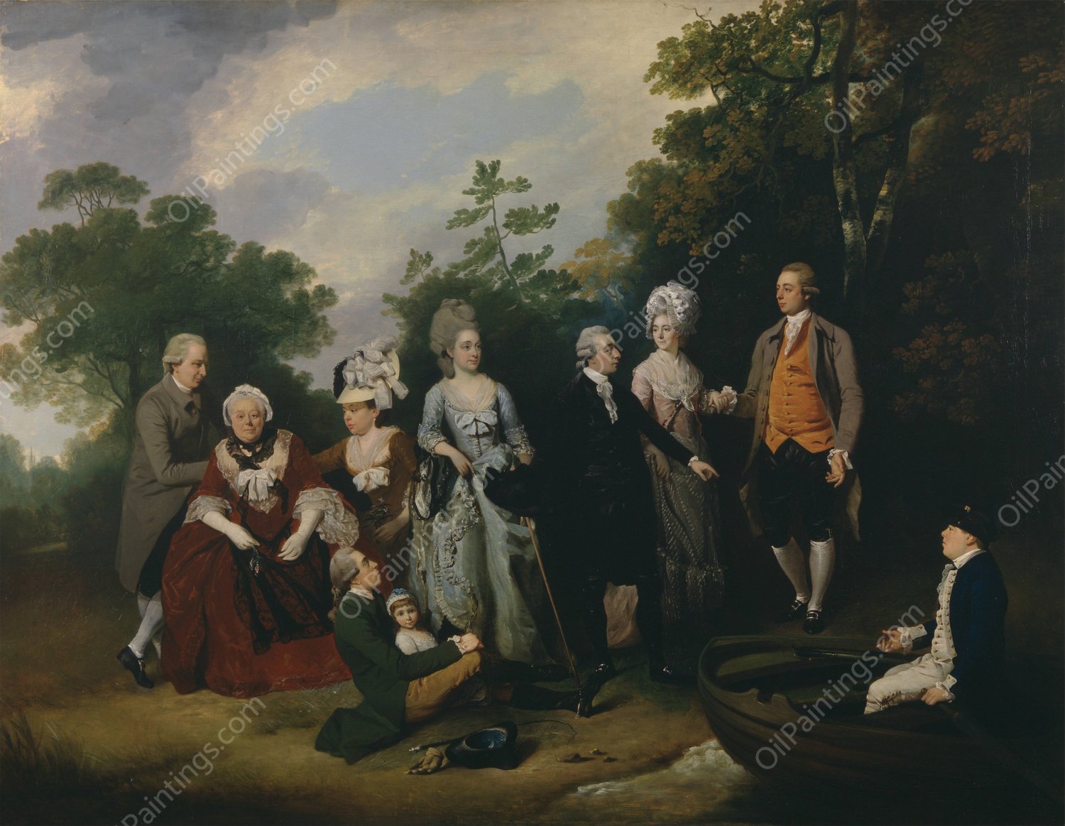 The Oliver And Ward Families by Francis Wheatley - Hand-Painted Oil Painting Reproduction