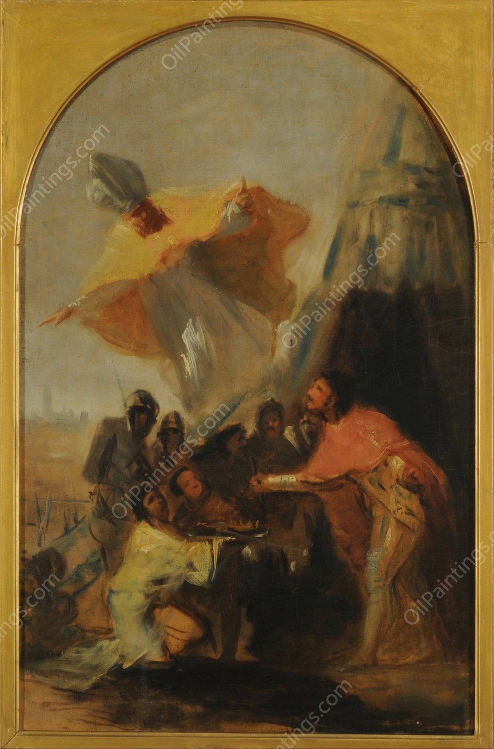 Aparicion de San Isidoro al Rey Fernando el Santo ante los muros de Sevilla  by Francisco De Goya - Hand-Painted Oil Painting Reproduction