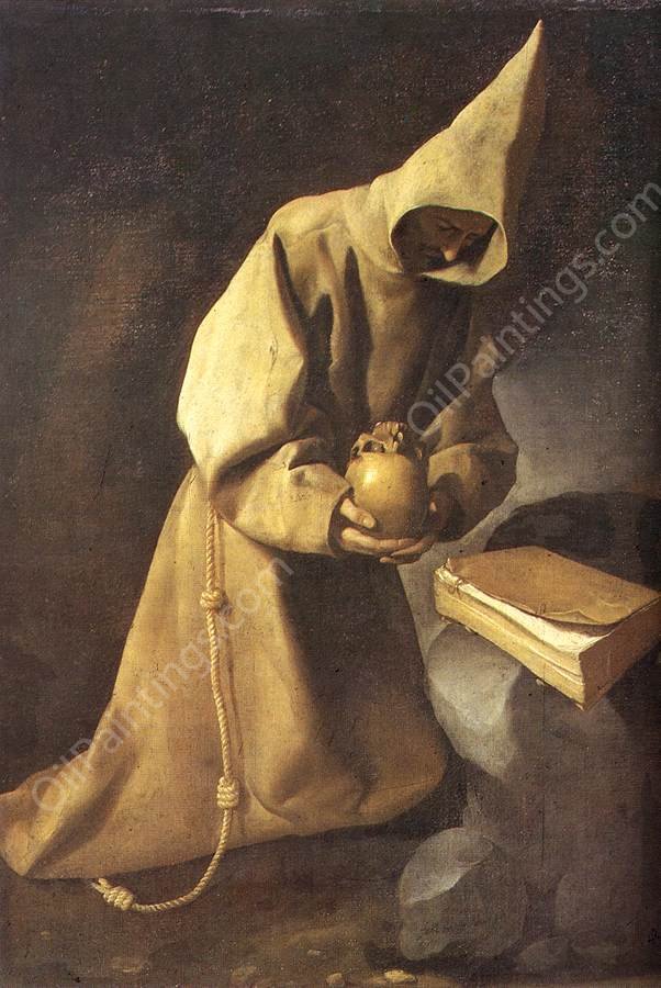 Meditation of St Francis by Francisco De Zurbaran - Hand-Painted Oil Painting Reproduction