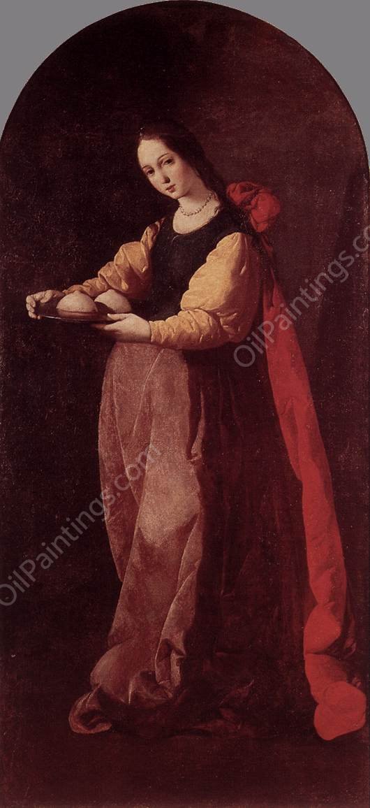 St Agatha by Francisco De Zurbaran - Hand-Painted Oil Painting Reproduction