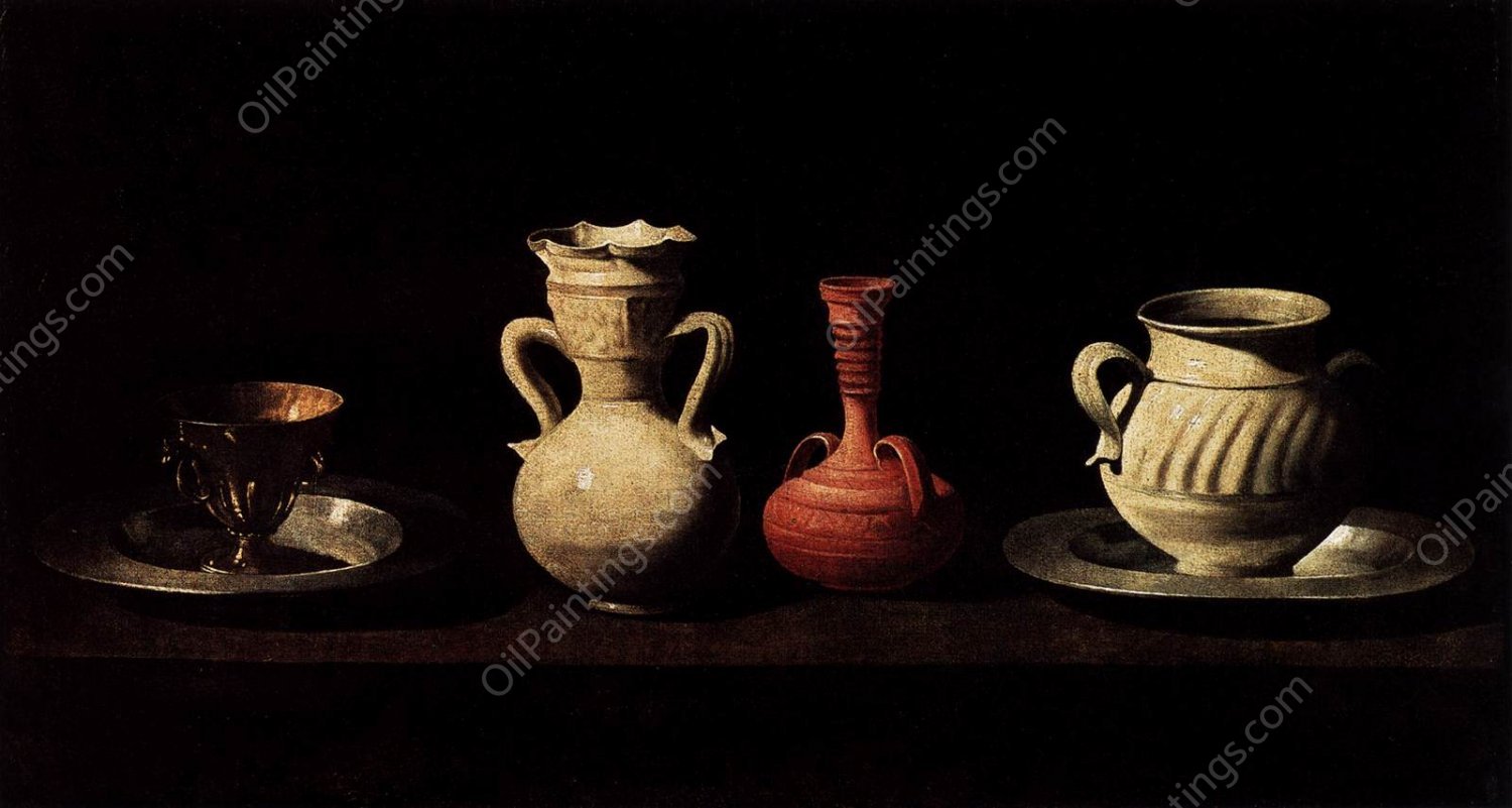 Still-Life with Pottery Jars by Francisco De Zurbaran - Hand-Painted Oil Painting Reproduction