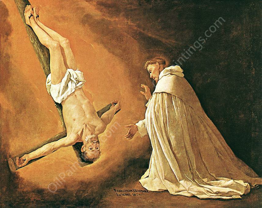 The Apparition of the Apostle St Peter to St Peter of Nolasco by Francisco De Zurbaran - Hand-Painted Oil Painting Reproduction
