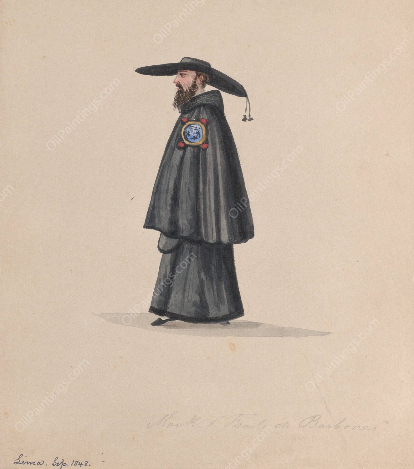 A monk from the order of Barbones  by Francisco Fierro - Hand-Painted Oil Painting Reproduction