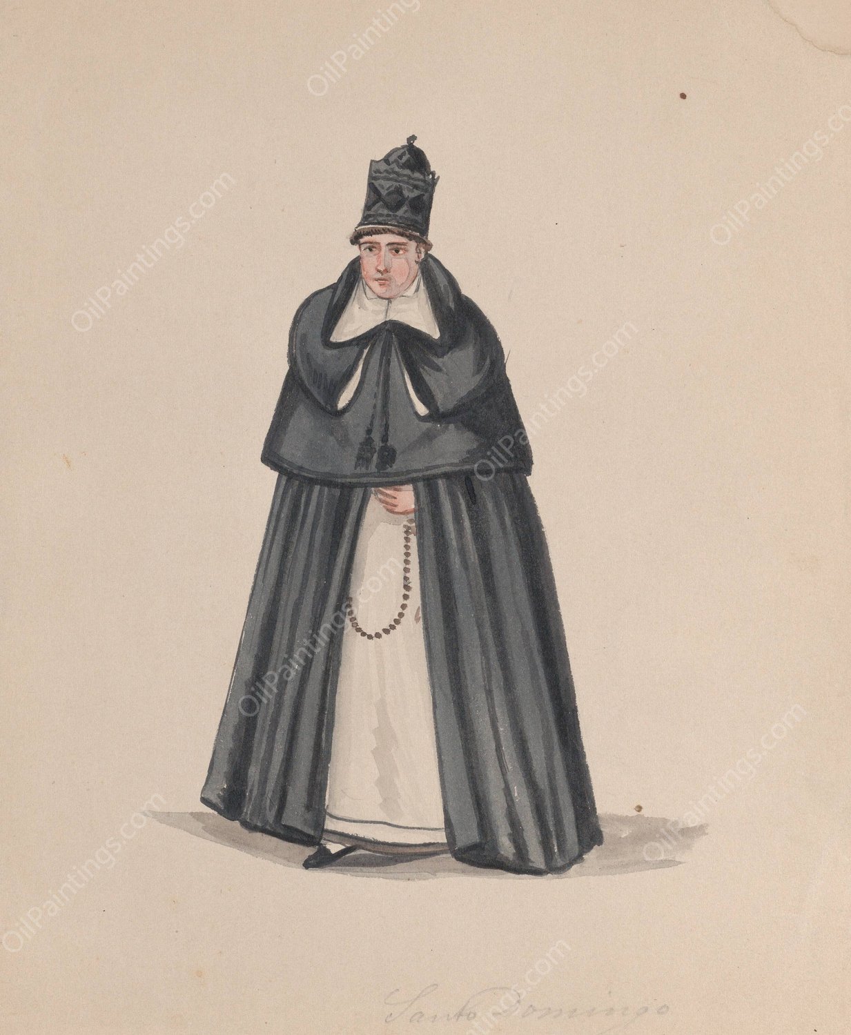 A priest from the order of Santo Domingo  by Francisco Fierro - Hand-Painted Oil Painting Reproduction