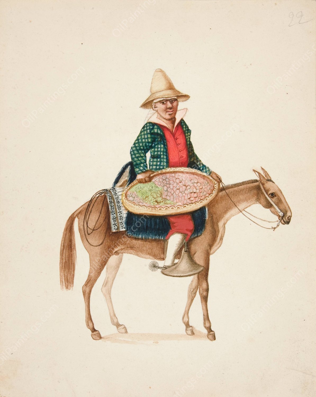 Fruit Seller  by Francisco Fierro - Hand-Painted Oil Painting Reproduction