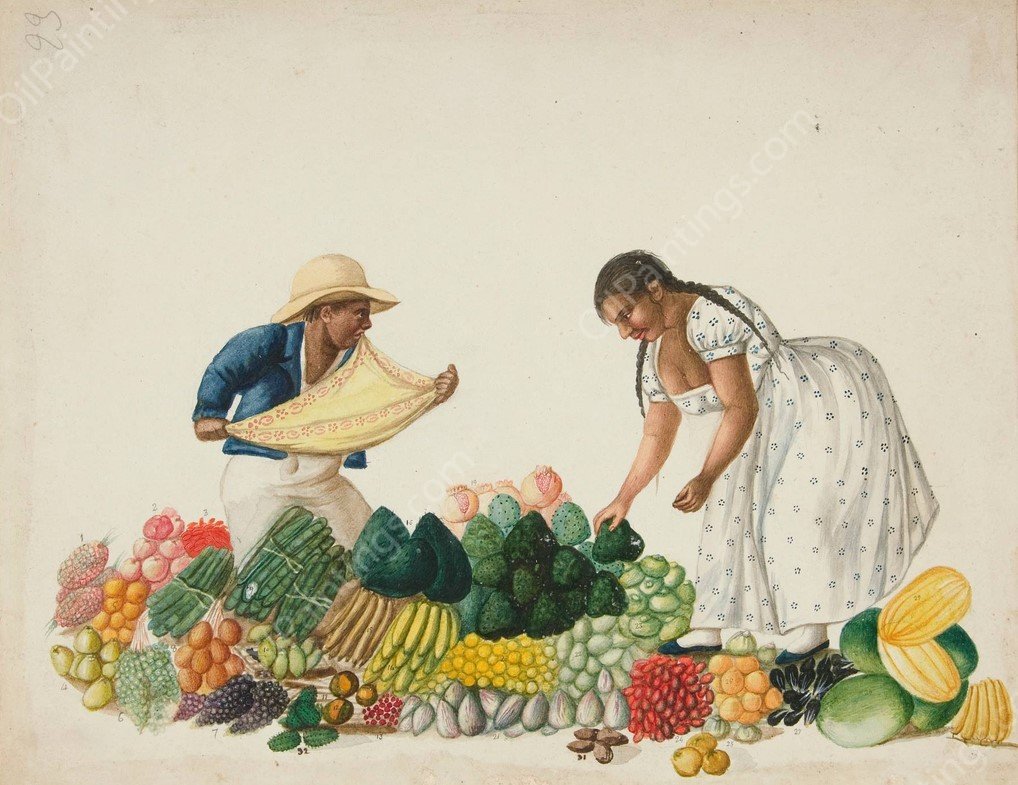 Market  by Francisco Fierro - Hand-Painted Oil Painting Reproduction