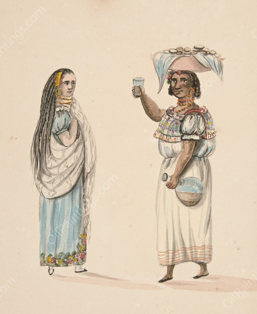 Native Women of Trujillo  by Francisco Fierro - Hand-Painted Oil Painting Reproduction