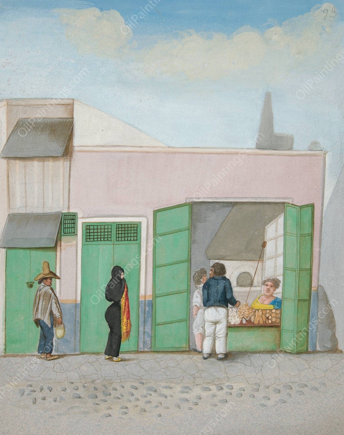 Pastry Shop  by Francisco Fierro - Hand-Painted Oil Painting Reproduction