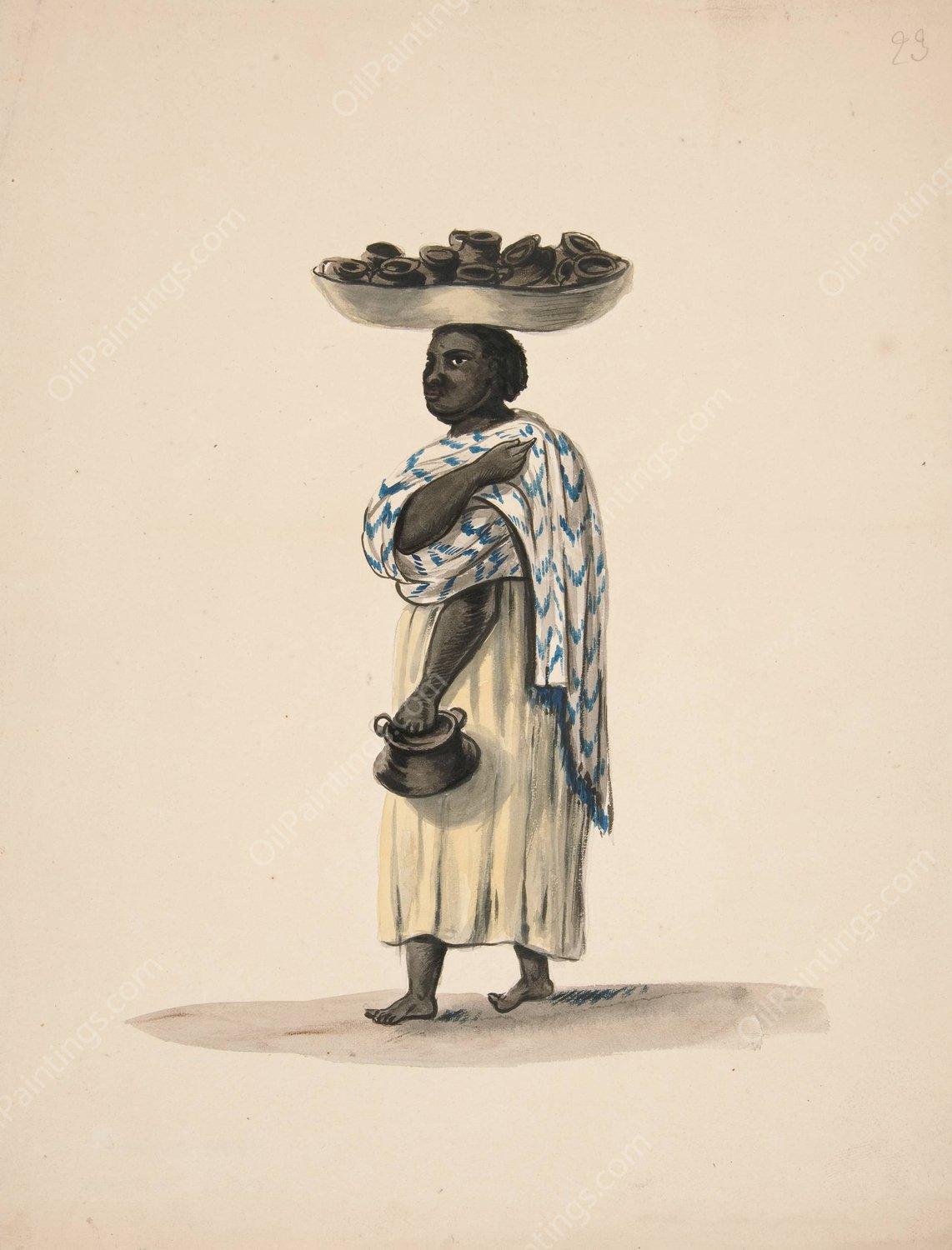 Women of Trujillo Selling Pots  by Francisco Fierro - Hand-Painted Oil Painting Reproduction
