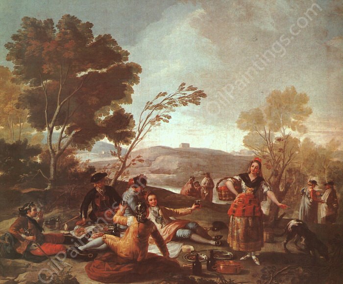 Picnic on the Banks of the Manzanares by Francisco Goya - Hand-Painted Oil Painting Reproduction