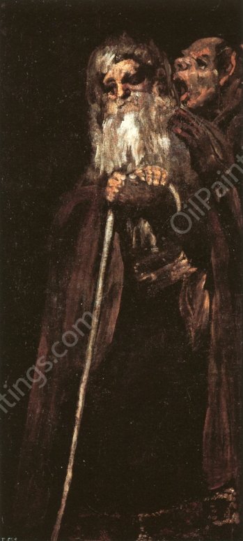 Two Old Men by Francisco Goya - Hand-Painted Oil Painting Reproduction