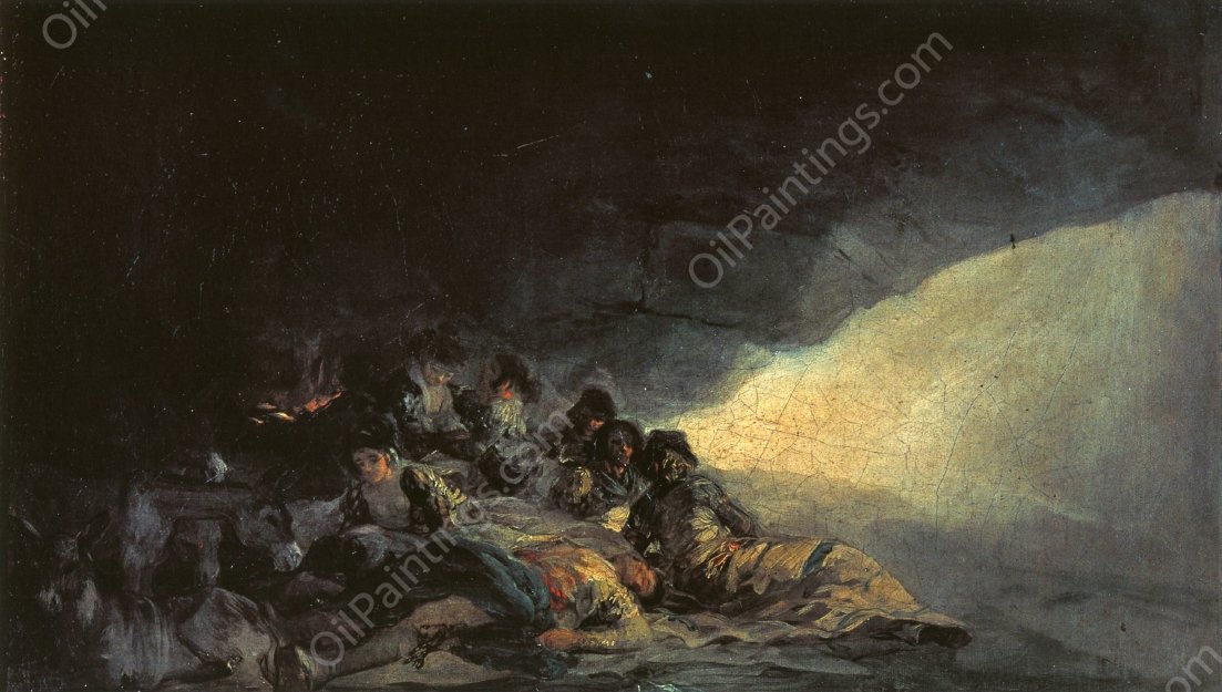 Vagabonds Resting in a Cave by Francisco Goya - Hand-Painted Oil Painting Reproduction