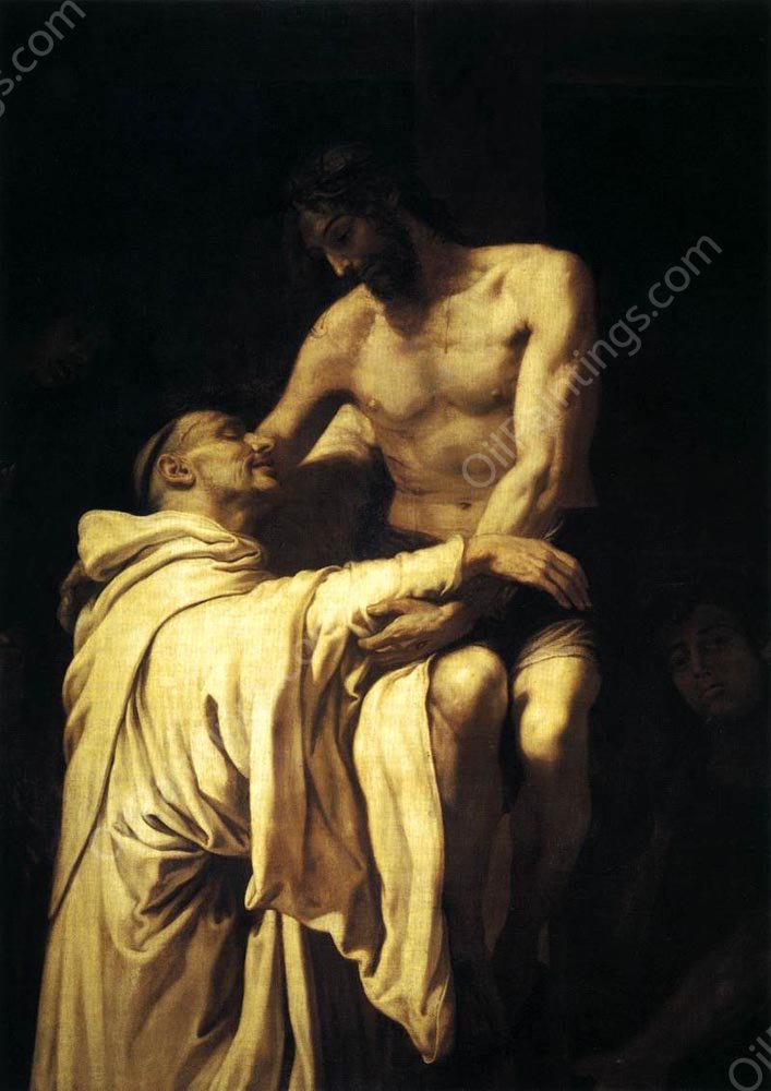 Christ Embracing St Bernard by Francisco Ribalta - Hand-Painted Oil Painting Reproduction