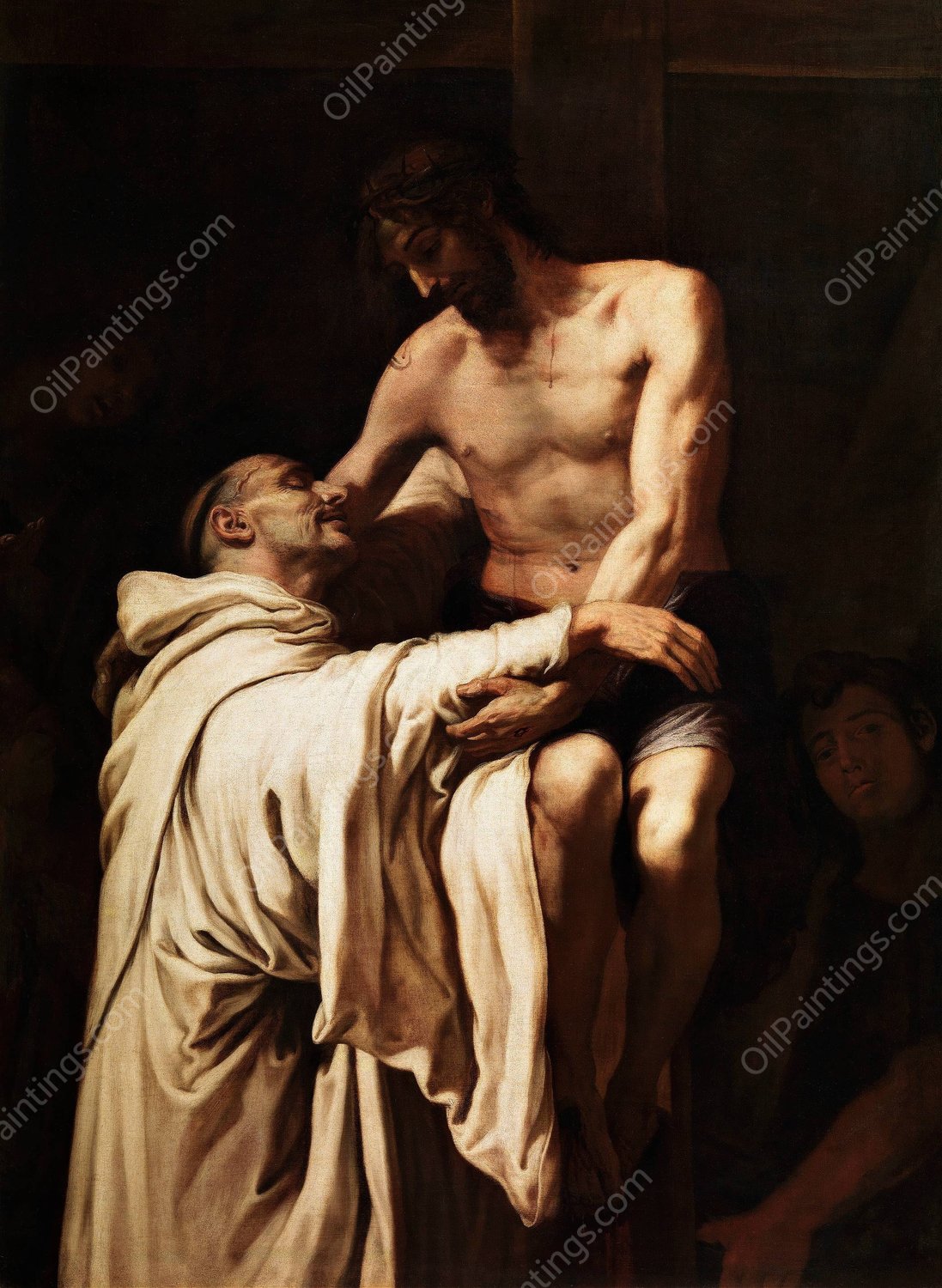 St. Bernard Embraces Christ  by Francisco Ribalta - Hand-Painted Oil Painting Reproduction