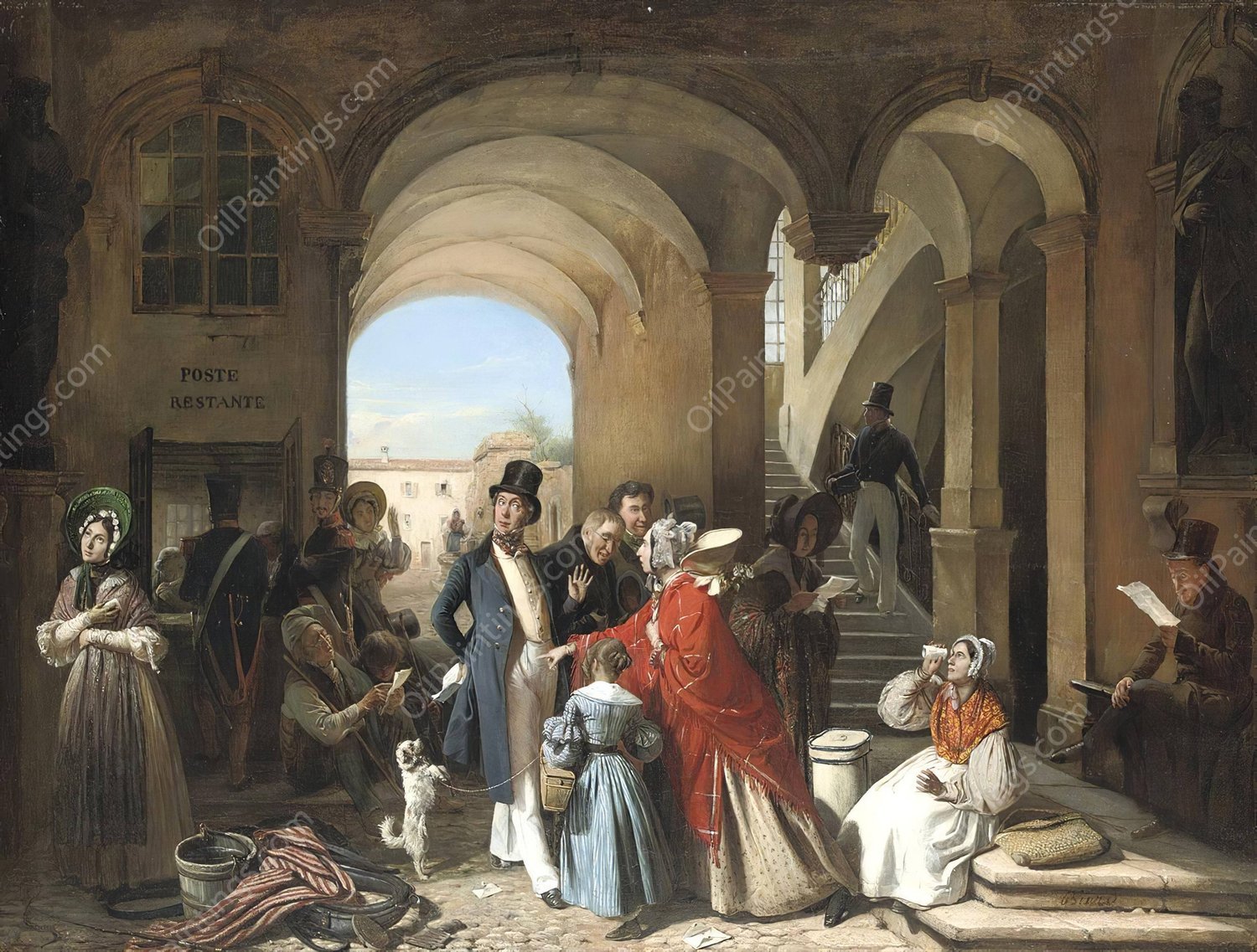 La Poste Restante by Francois-Auguste Biard - Hand-Painted Oil Painting Reproduction