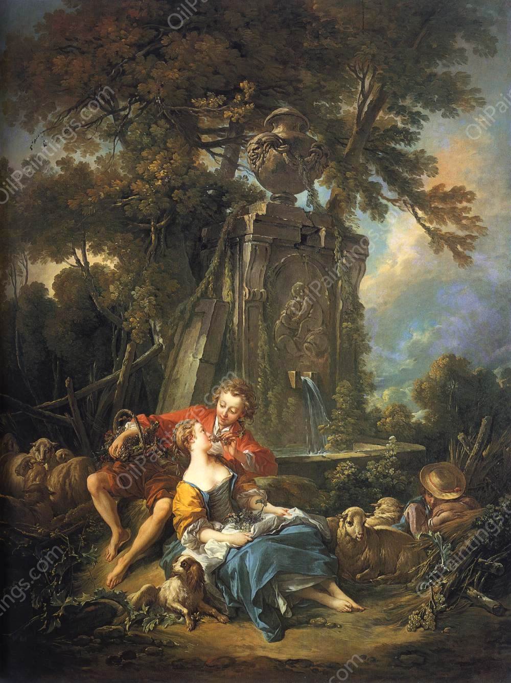 An Autumn Pastoral by Francois Boucher - Hand-Painted Oil Painting Reproduction