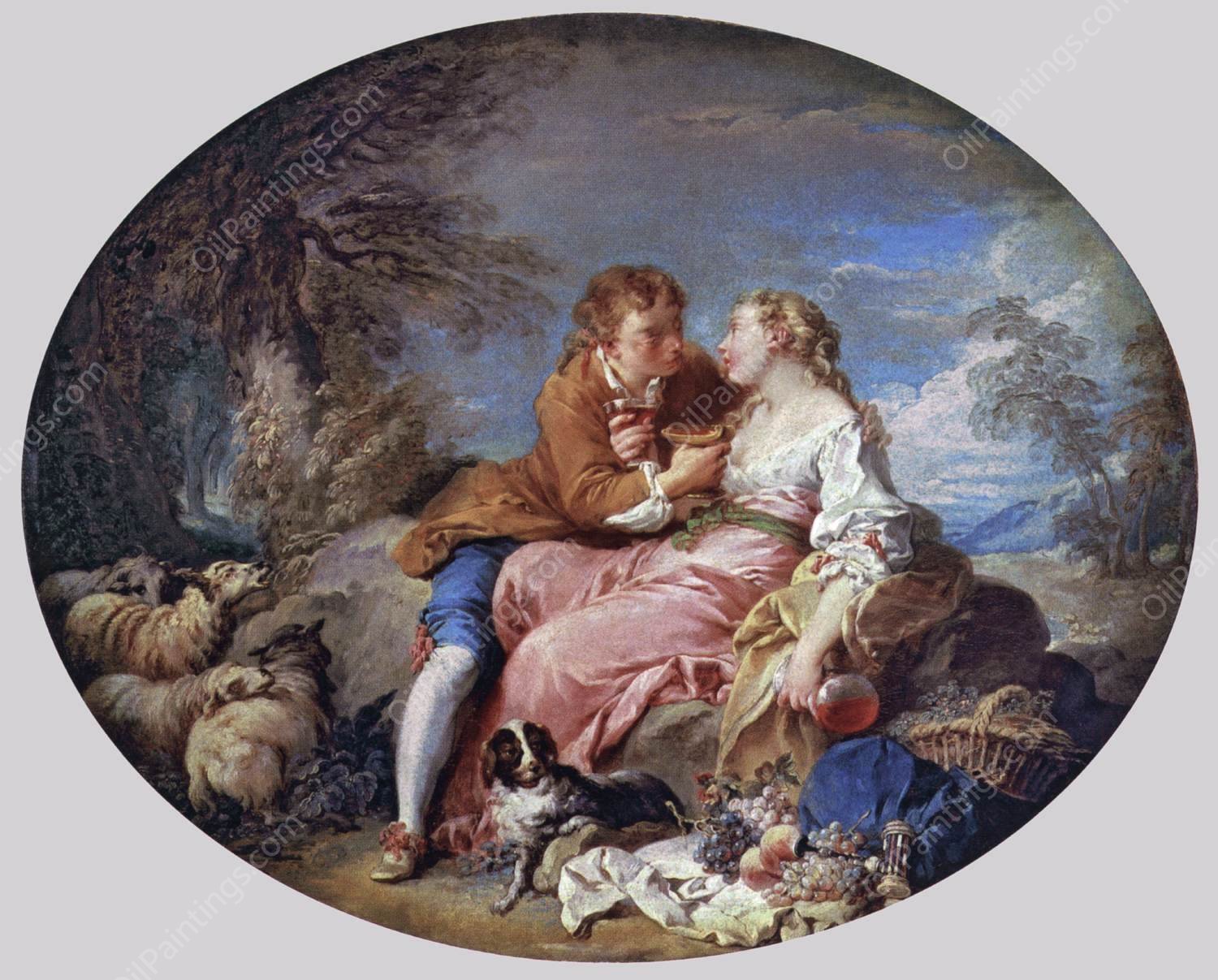 Pastoral Scene by Francois Boucher - Hand-Painted Oil Painting Reproduction