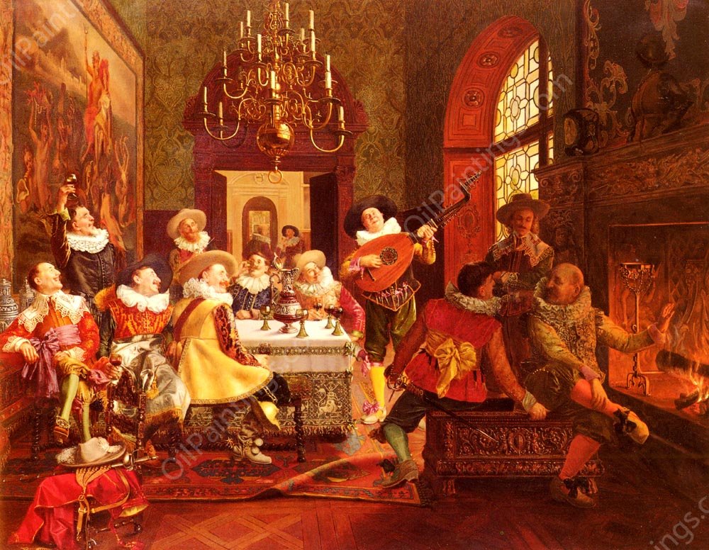 A Merry Melody by Francois Brunery - Hand-Painted Oil Painting Reproduction