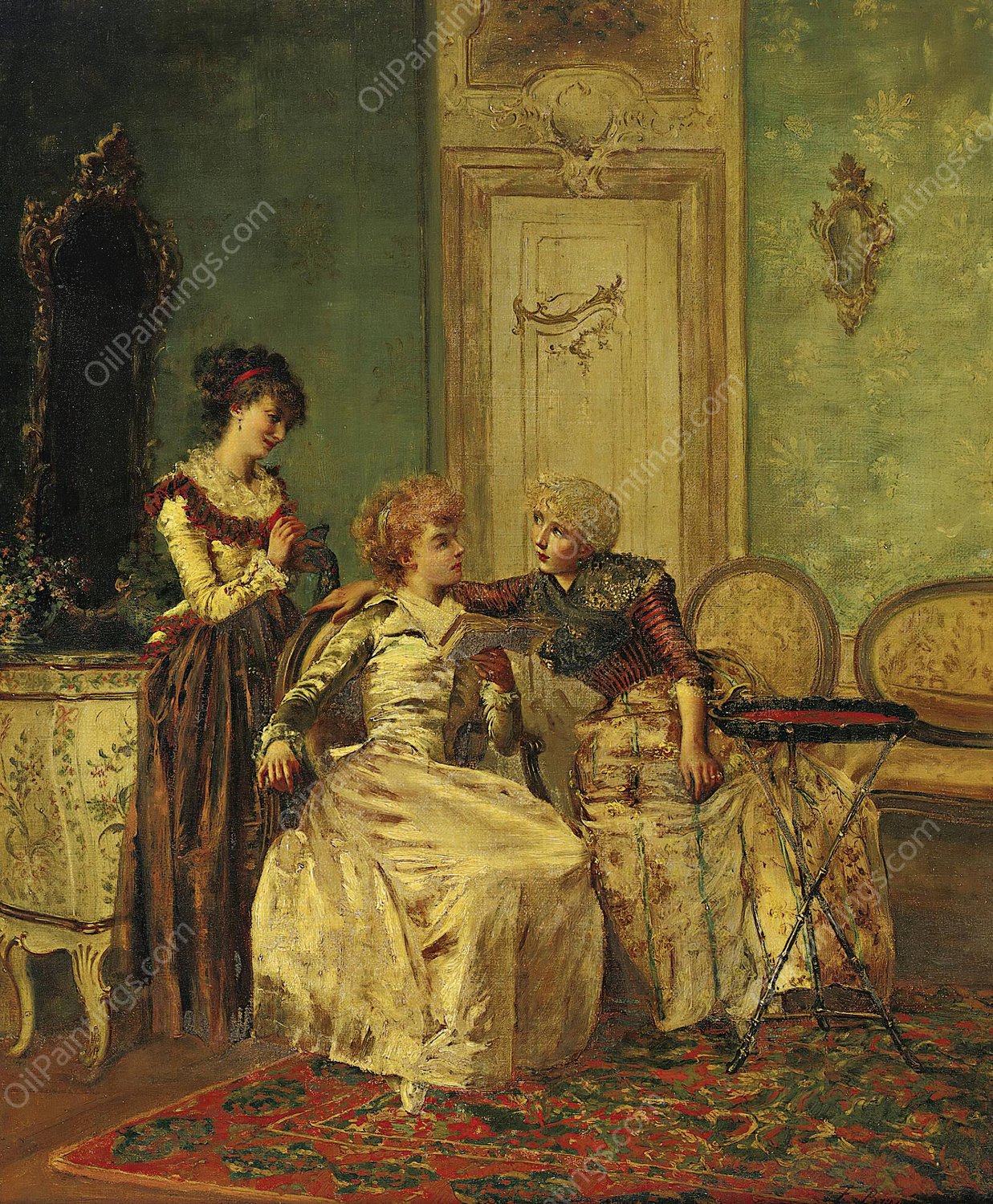 Delicious Conversation by Francois Brunery - Hand-Painted Oil Painting Reproduction