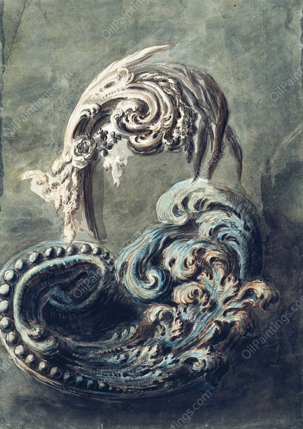 Scroll Ornament  by Francois Cuvillies The Younger - Hand-Painted Oil Painting Reproduction