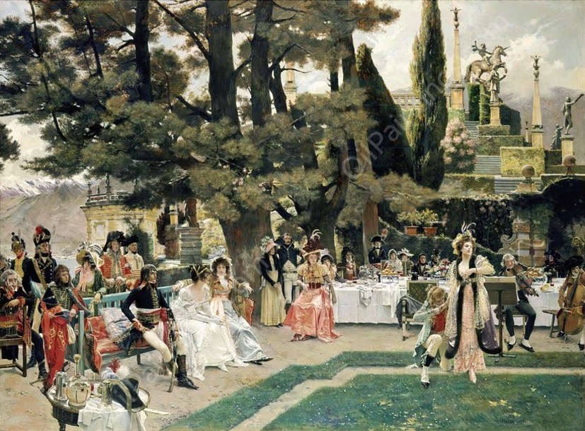 Reception of Napoleon I on Isola Bella in the 5th Year of Being in Power by Francois Flameng - Hand-Painted Oil Painting Reproduction