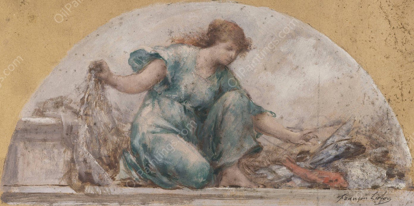 La Peche  by Francois Lafon - Hand-Painted Oil Painting Reproduction