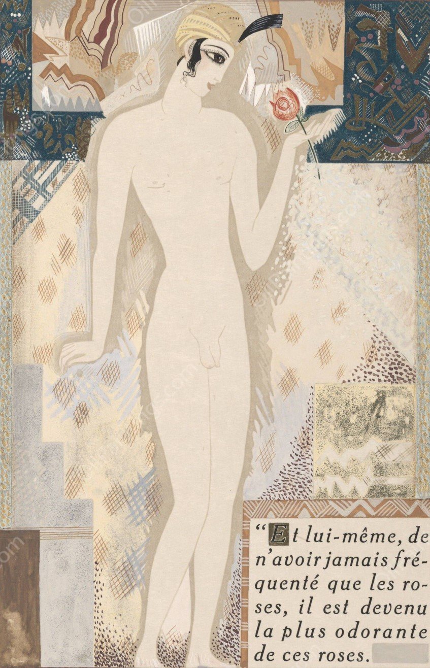 Histoire charmante de l'adolescente sucre d'amour Pl.6  by Francois-Louis Schmied - Hand-Painted Oil Painting Reproduction