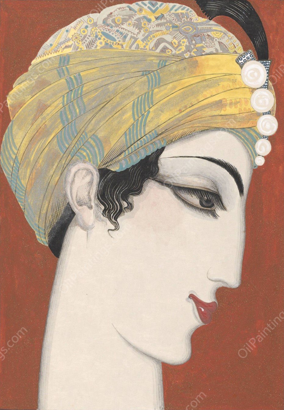 Histoire de la princesse Boudour Pl.02  by Francois-Louis Schmied - Hand-Painted Oil Painting Reproduction