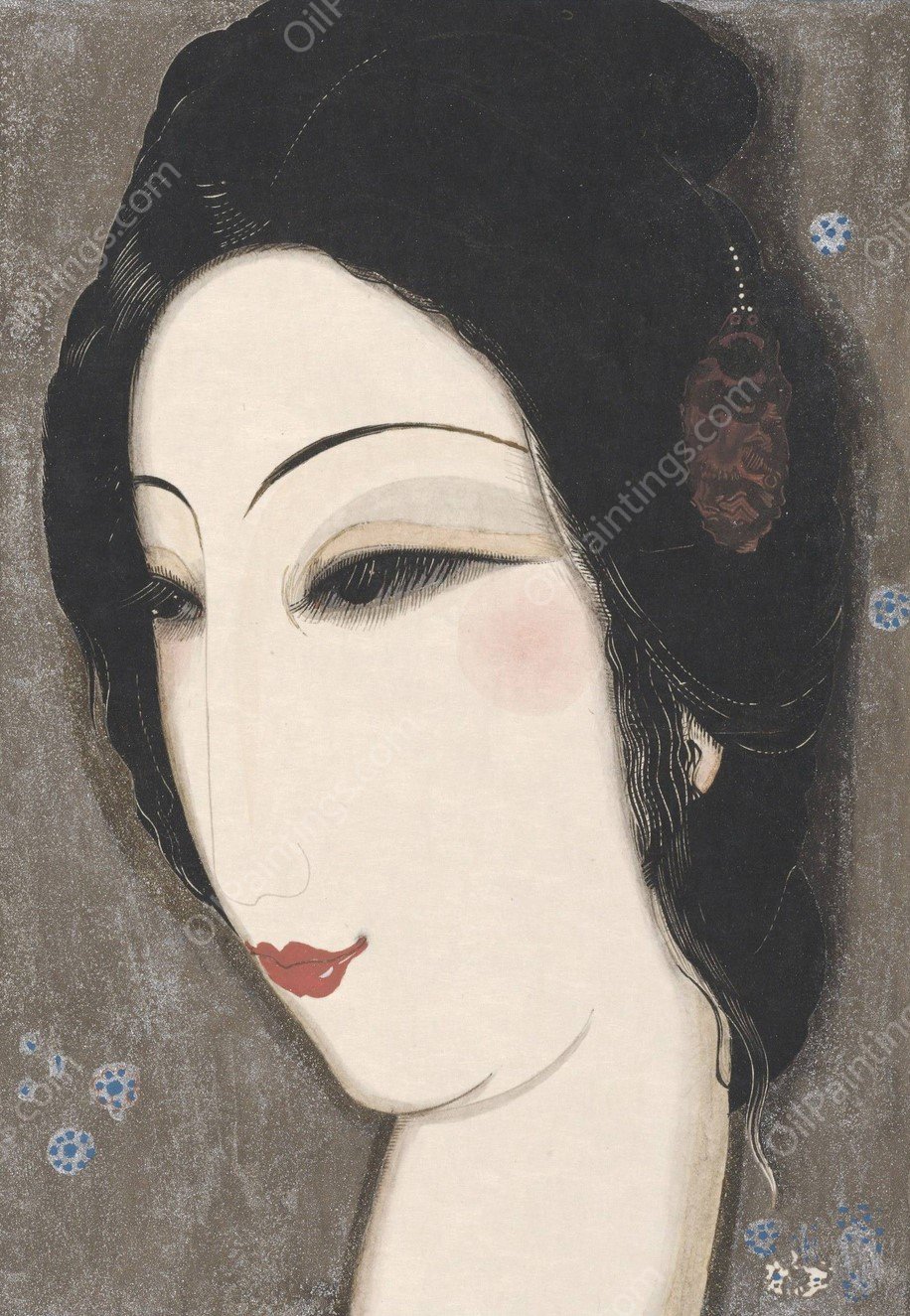 Histoire de la princesse Boudour Pl.03  by Francois-Louis Schmied - Hand-Painted Oil Painting Reproduction