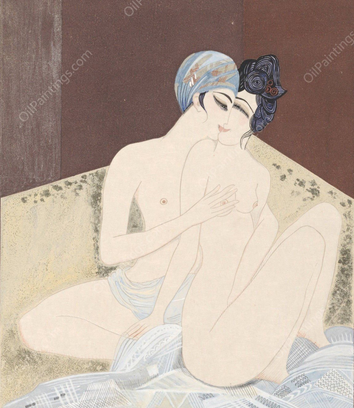 Histoire de la princesse Boudour Pl.10  by Francois-Louis Schmied - Hand-Painted Oil Painting Reproduction