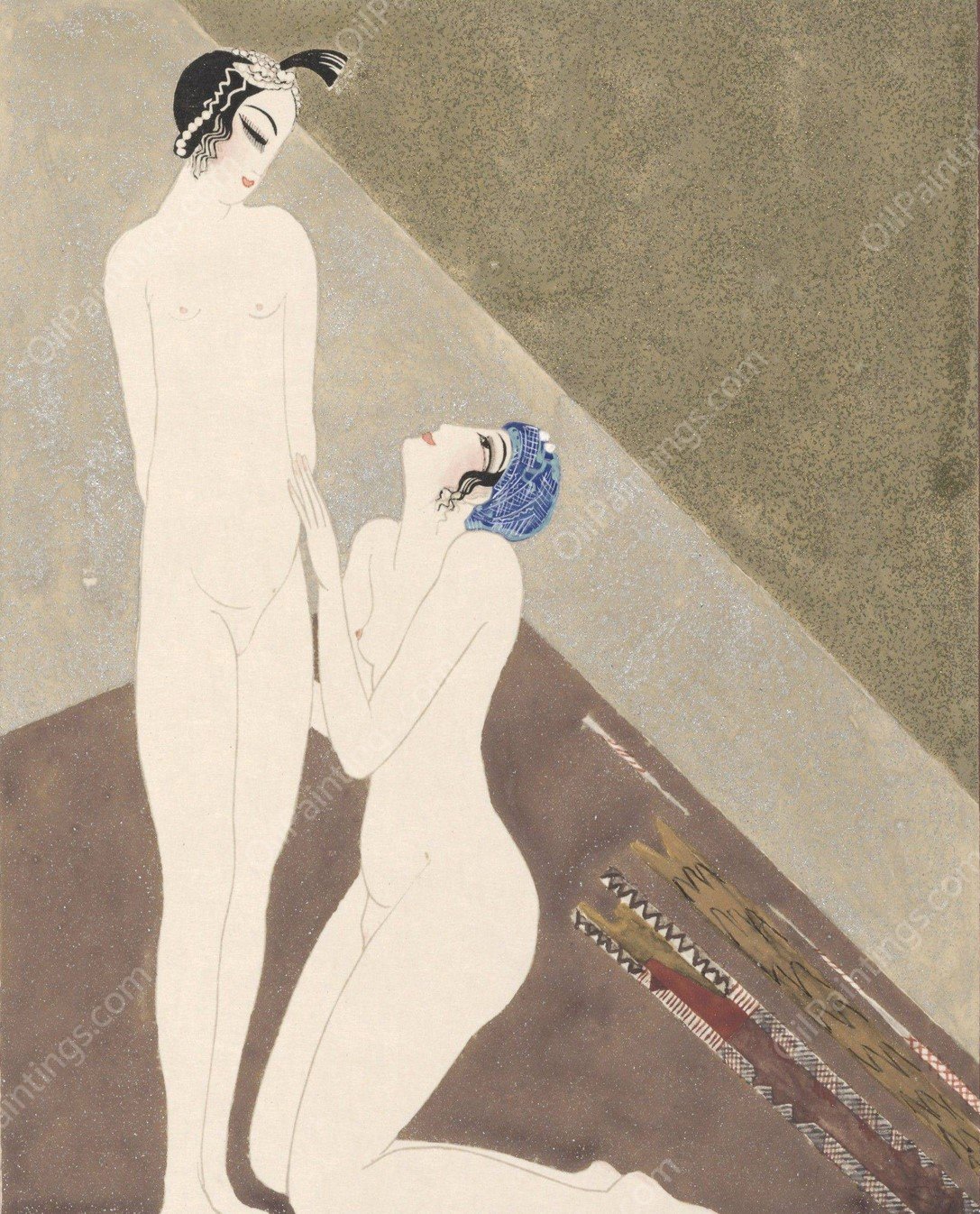 Histoire de la princesse Boudour Pl.13  by Francois-Louis Schmied - Hand-Painted Oil Painting Reproduction