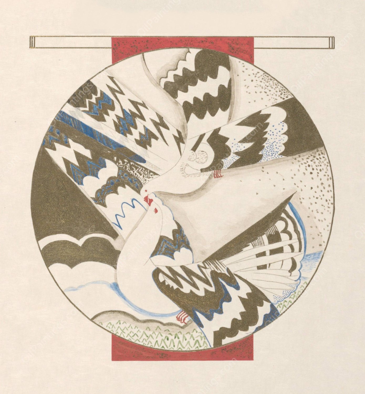 Histoire de la princesse Boudour Pl.18  by Francois-Louis Schmied - Hand-Painted Oil Painting Reproduction