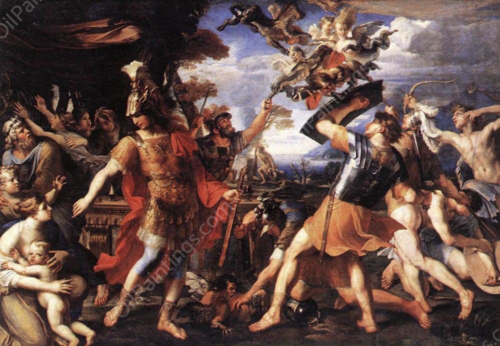 Aeneas and His Companions Fighting the Harpies by Francois Perrier - Hand-Painted Oil Painting Reproduction