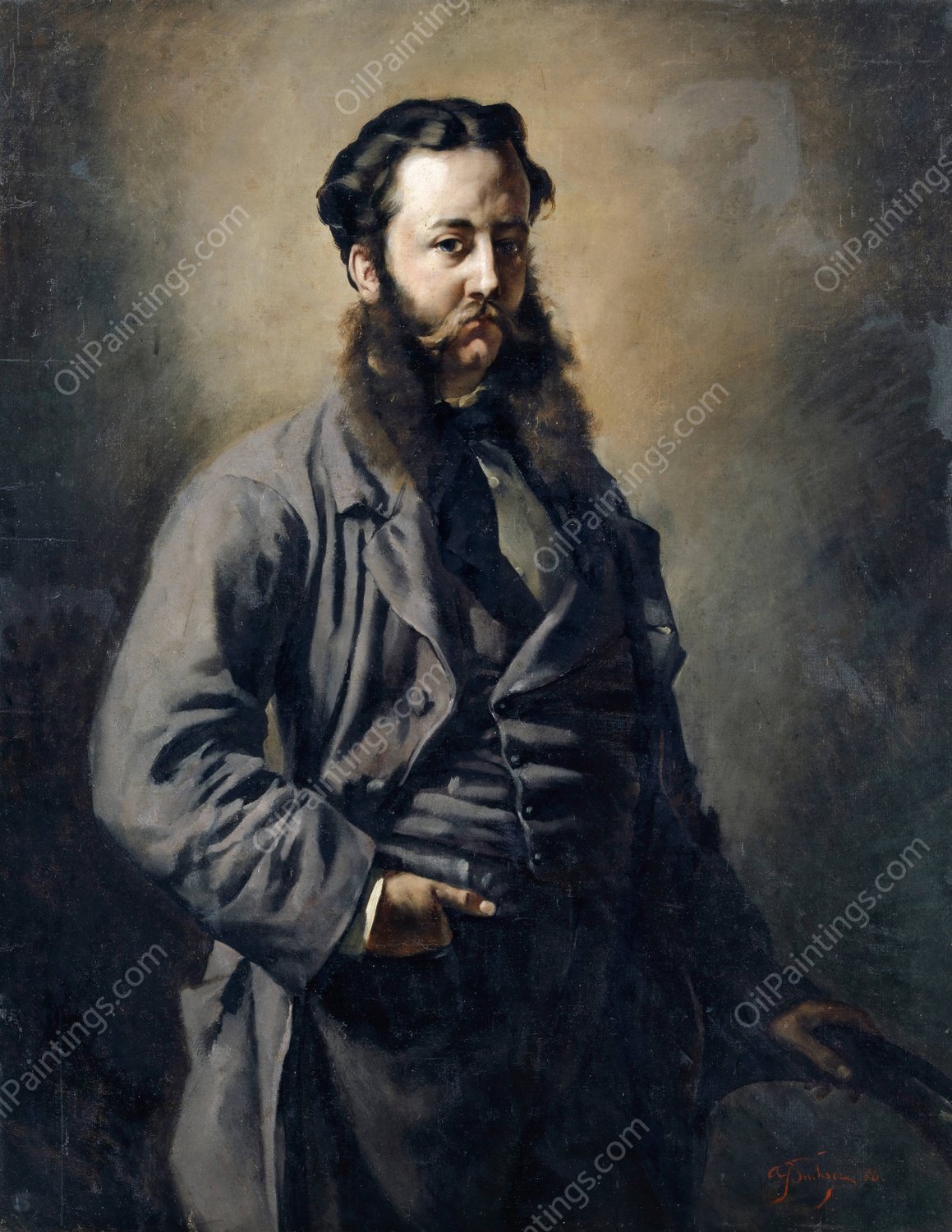 Portrait on an Unknown Englishman  by Frank Buchser - Hand-Painted Oil Painting Reproduction