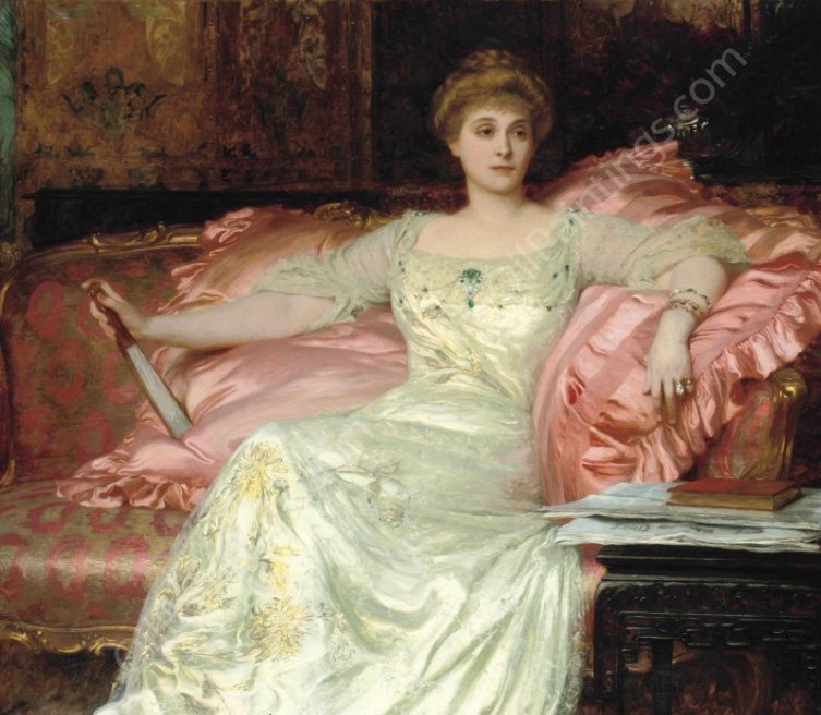 Portrait of Mrs. W. K. D'Arcy by Frank Dicksee - Hand-Painted Oil Painting Reproduction