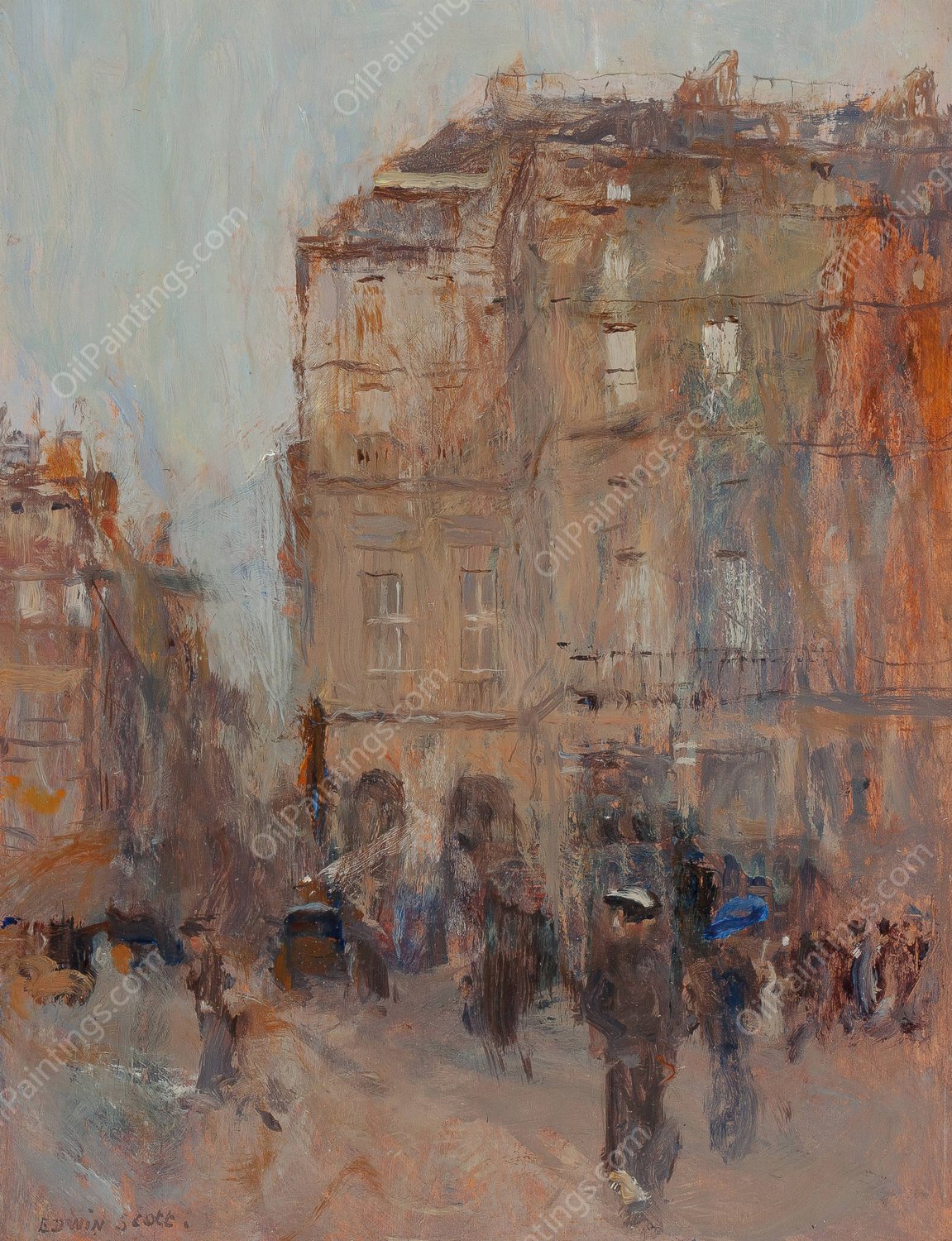 A Gray Day in Paris by Frank Edwin Scott - Hand-Painted Oil Painting Reproduction