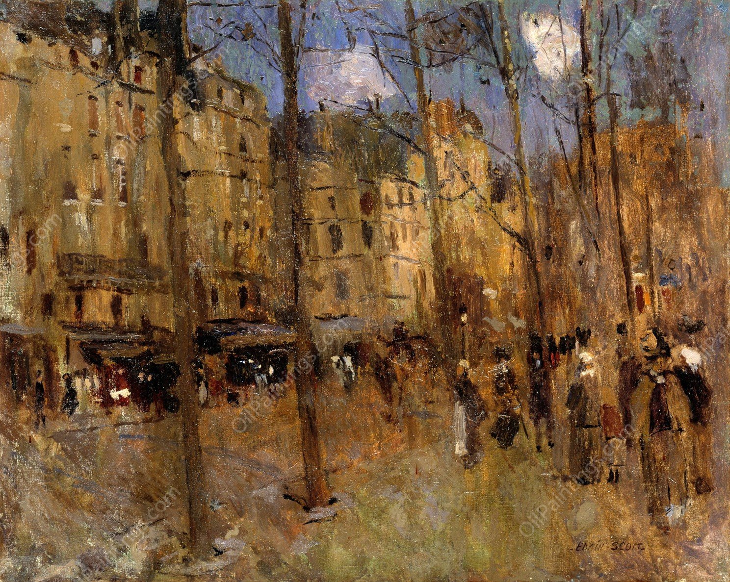 Boulevard St. Germain by Frank Edwin Scott - Hand-Painted Oil Painting Reproduction