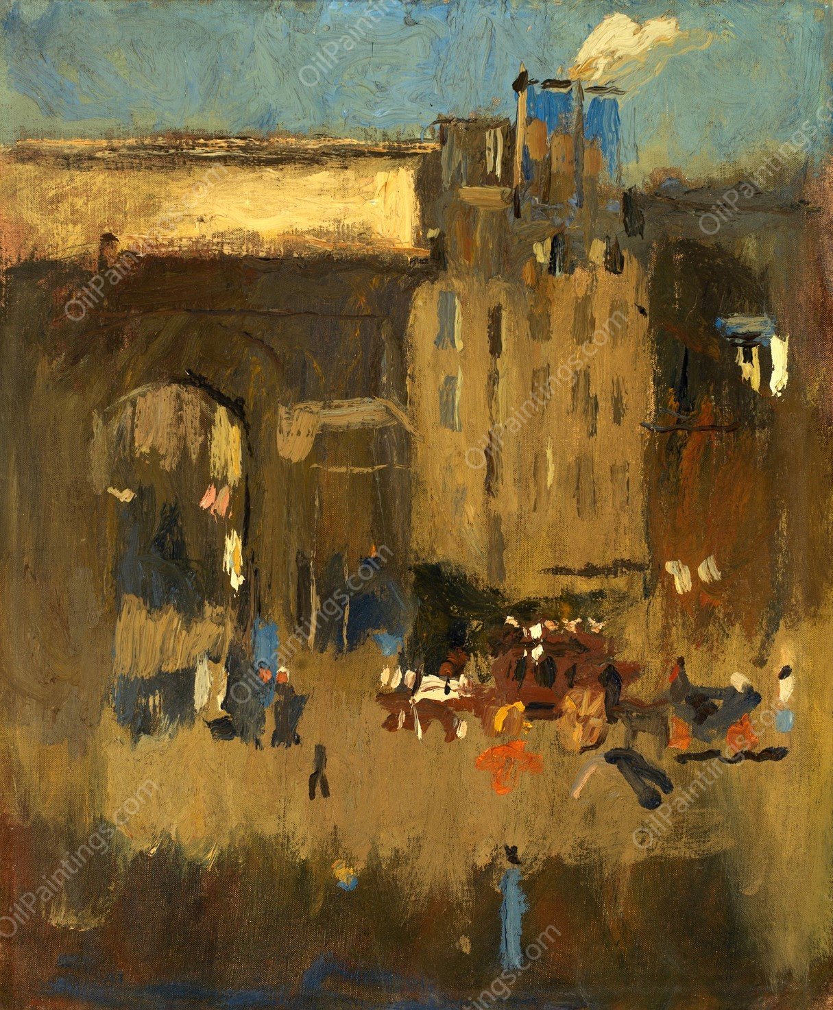 Porte St. Martin et Enterrement by Frank Edwin Scott - Hand-Painted Oil Painting Reproduction