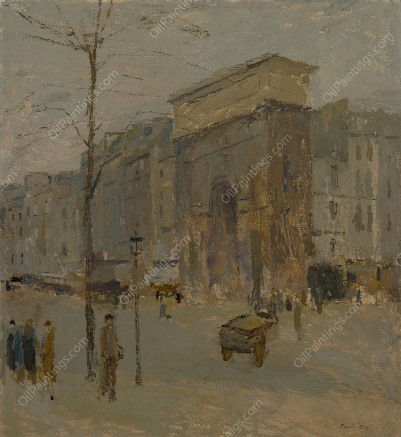 Porte St. Martin no. II by Frank Edwin Scott - Hand-Painted Oil Painting Reproduction