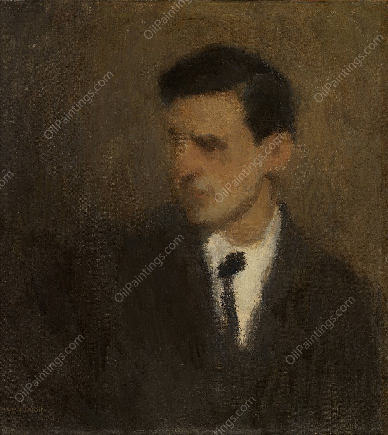 Portrait de Jeune Homme by Frank Edwin Scott - Hand-Painted Oil Painting Reproduction