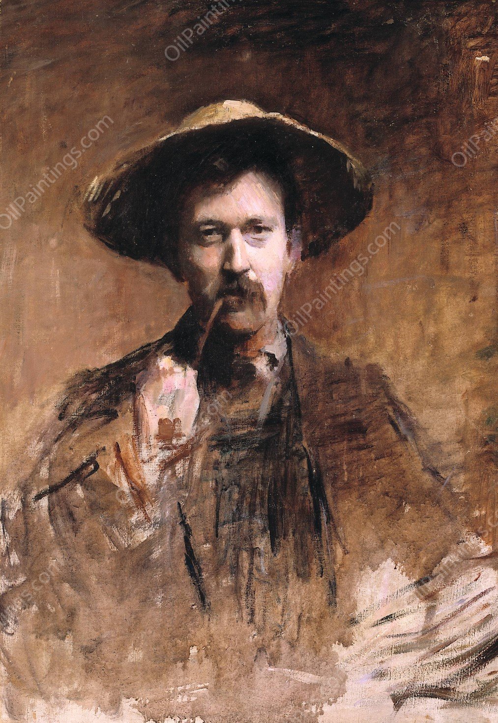 Portrait du peintre par lui-meme by Frank Edwin Scott - Hand-Painted Oil Painting Reproduction