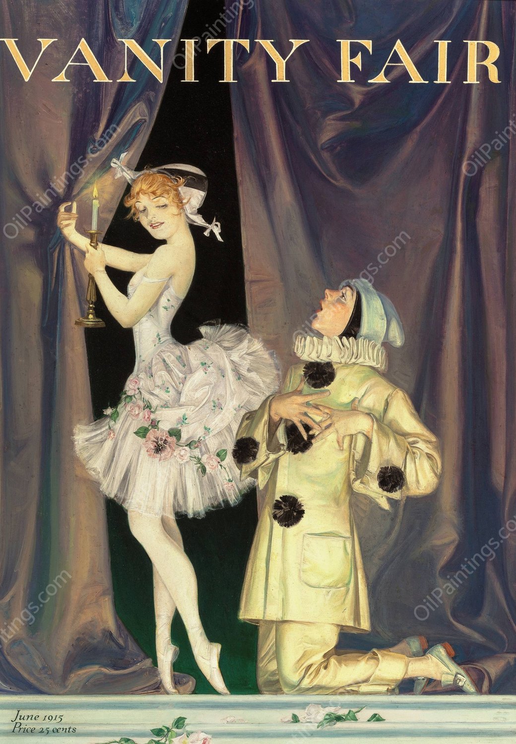 Pierrot and Columbine  by Frank Xavier Leyendecker - Hand-Painted Oil Painting Reproduction
