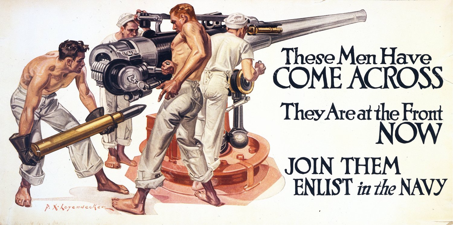 These men have come across, they are at the front now  by Frank Xavier Leyendecker - Hand-Painted Oil Painting Reproduction