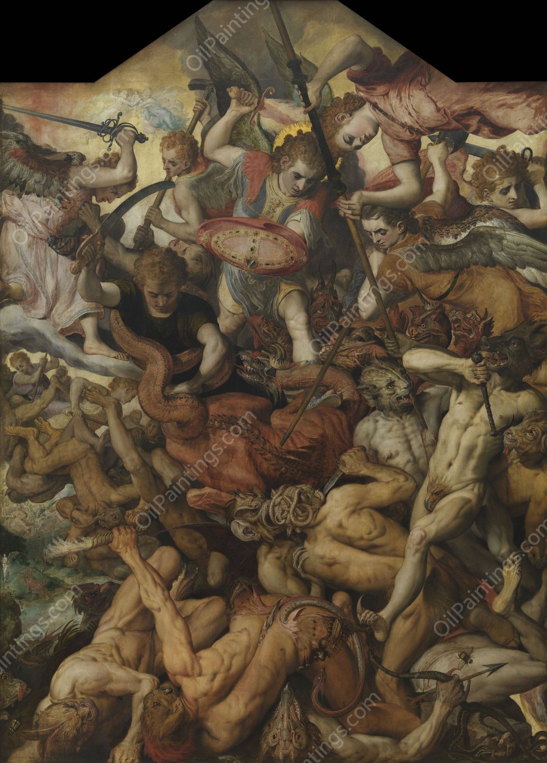 The Fall of Rebelious Angels  by Frans Floris - Hand-Painted Oil Painting Reproduction
