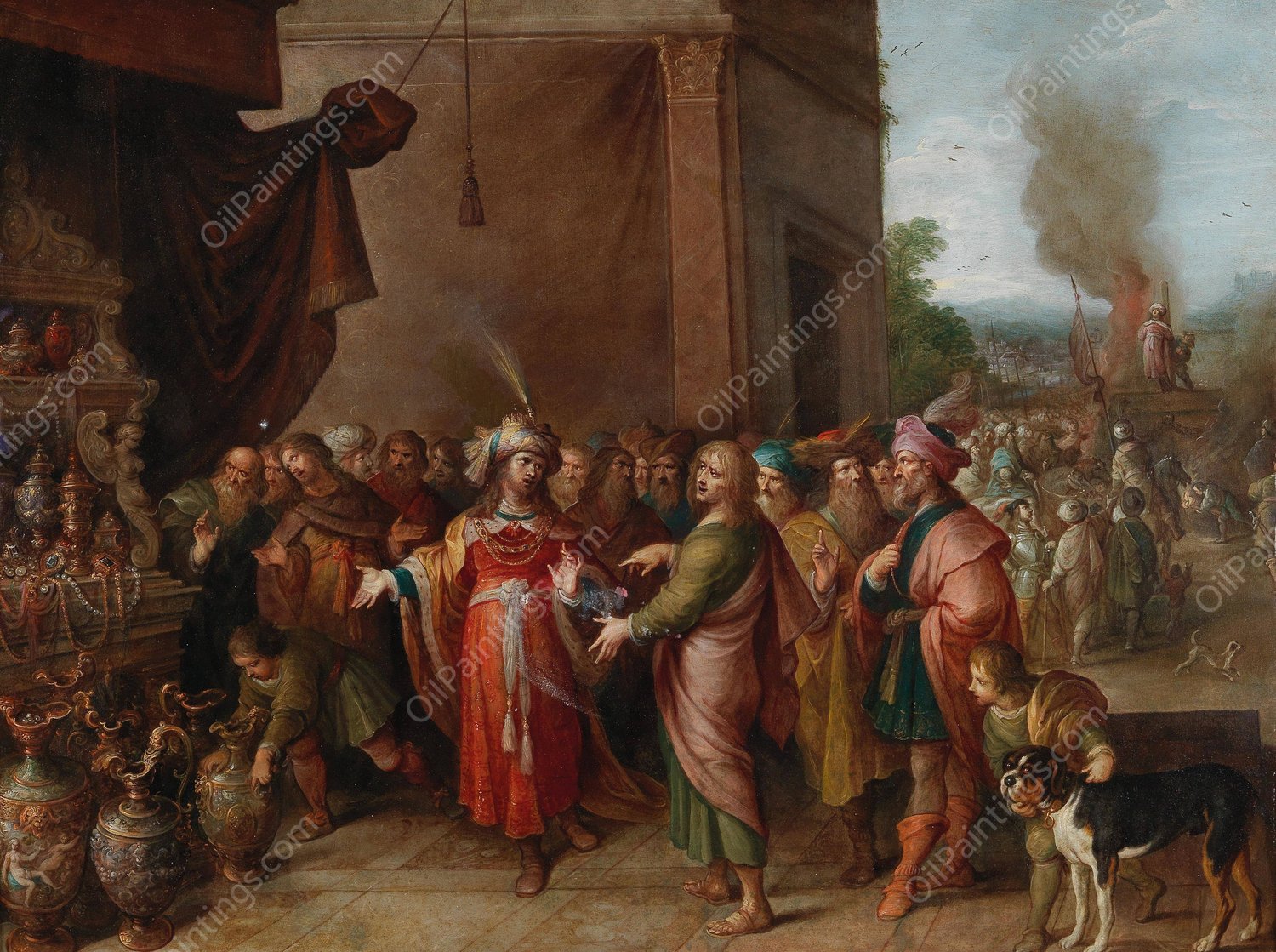 Croesus showing Solon his Riches by Frans Francken The Younger - Hand-Painted Oil Painting Reproduction