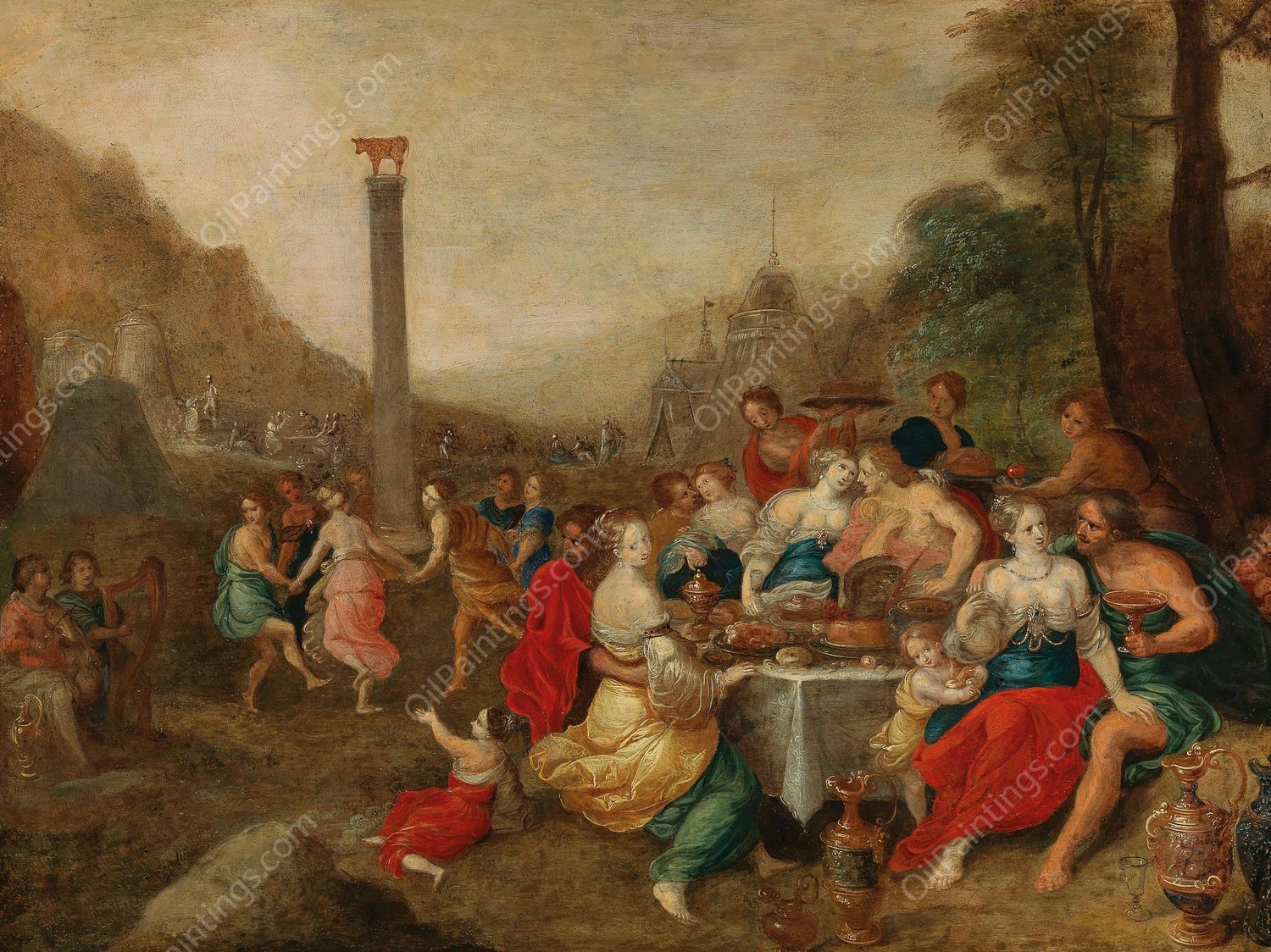 The Dance around the Golden Kalf by Frans Francken The Younger - Hand-Painted Oil Painting Reproduction